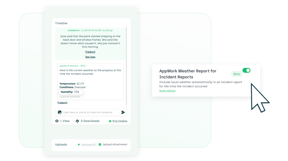 Outdoor humidity appearing in a internal incident reports
