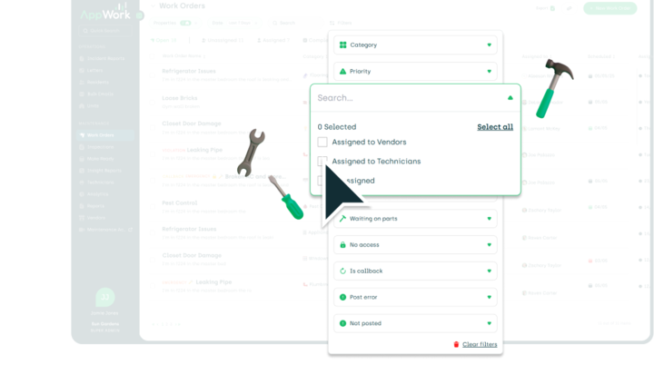 filter work orders based on the assignee type