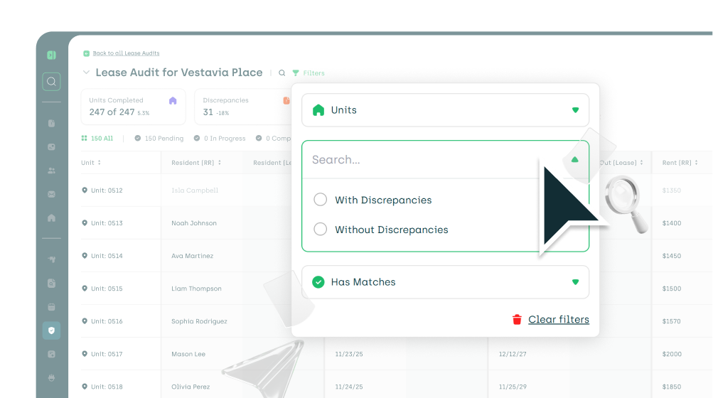 New filters on the lease audits